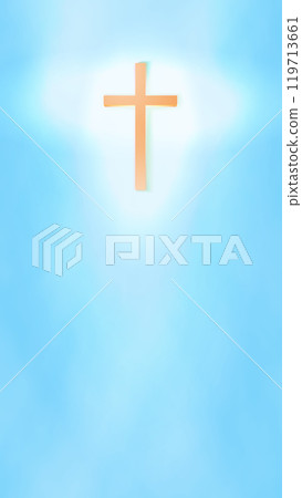 Vertical Background of Cross Silhouette In The Sky. Ascension of Jesus Christ 119713661
