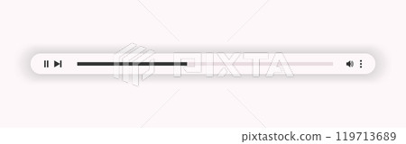 Minimized video player bar or audio player control panel Minimized video player bar or audio player control panel 119713689