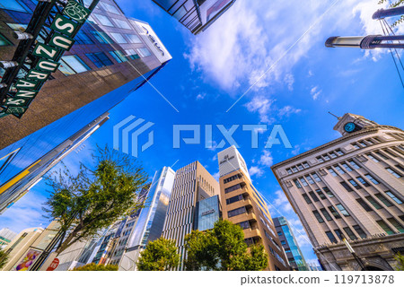 Tokyo cityscape in Japan. Ginza, Tokyo. View of Suzuran Street and Seiko House Ginza in Ginza 4-chome (27th) 119713878
