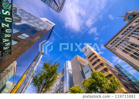 Tokyo cityscape in Japan. Ginza, Tokyo. View of Suzuran Street and Seiko House Ginza in Ginza 4-chome (27th) 119713881