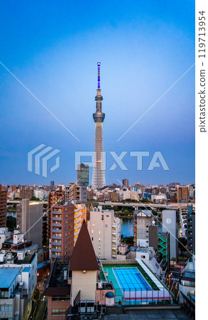 View of Tokyo SkyTree in Sumida City, Tokyo, Japan View of Tokyo SkyTree in Sumida City, Tokyo, Japan 119713954
