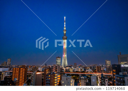 View of Tokyo SkyTree in Sumida City, Tokyo, Japan 119714068