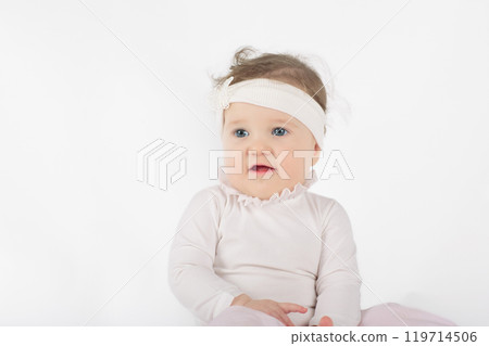 Little baby on white background 119714506