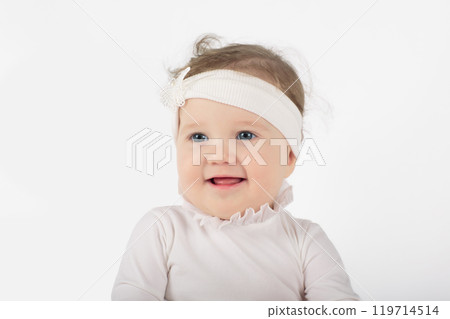 Little baby on white background 119714514
