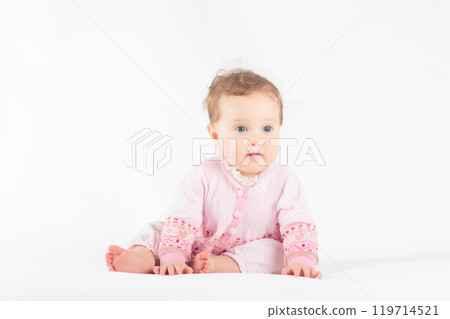 Little baby on white background 119714521
