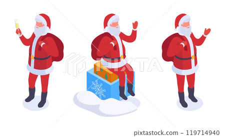 Isometric Christmas Santa characters. Santa...-插圖素材 [119714940] - PIXTA圖庫