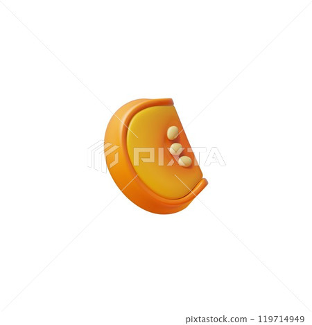 3d Vector graphics depicting a sliced piece of pumpkin on a white background. 119714949