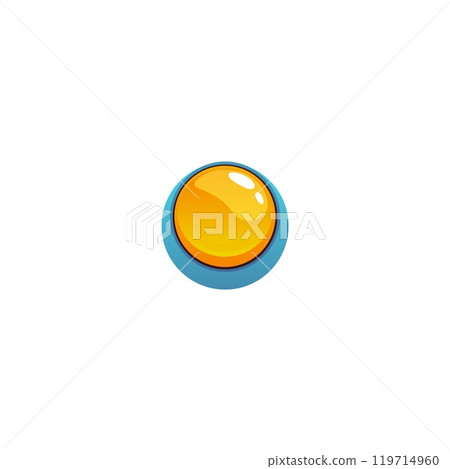 Vector icon of a shiny yellow game button in cartoon style on a white background. Vector icon of a shiny yellow game button in cartoon style on a white background. 119714960