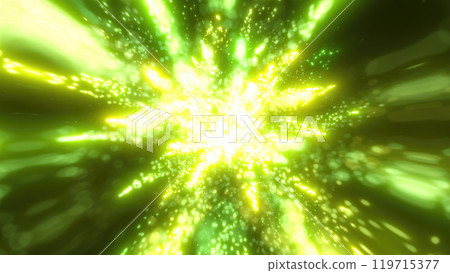 Bright green explosion of light particles radiating outward in a dynamic burst, creating a futuristic and energetic effect in a cosmic setting Bright green explosion of light particles radiating outward in a dynamic burst, creating a futuristic and energetic effect in a cosmic setting 119715377