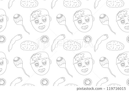 Zombie and Body Parts Halloween Coloring Page Zombie and Body Parts Halloween Coloring Page 119716015