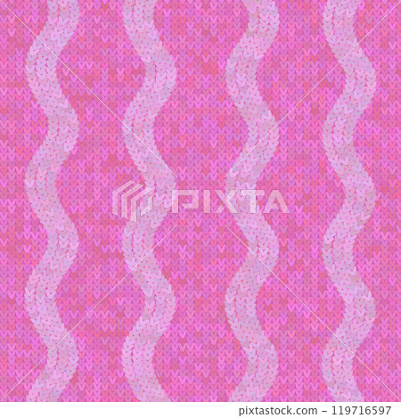 Vector Stylish Knit. Pink Knitted Texture. Woolen Pullover Canvas Print. Winter Fabric Pattern 119716597