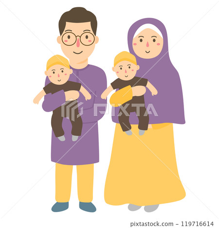 Asian muslim families celebrate eid together 119716614