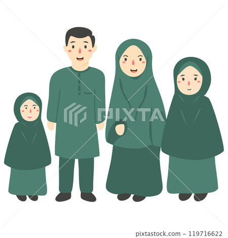 happy muslim family with children 119716622