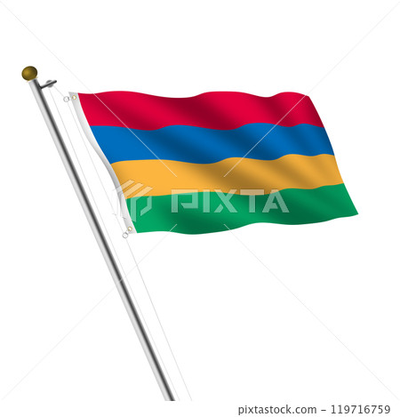 Mauritius flagpole 3d illustration with clipping path Mauritius flagpole 3d illustration with clipping path 119716759