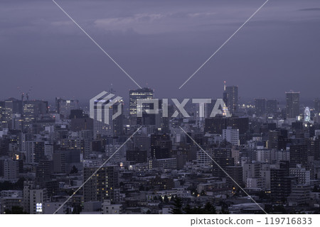 Sunset landscape of a big city Sunset landscape of a big city 119716833