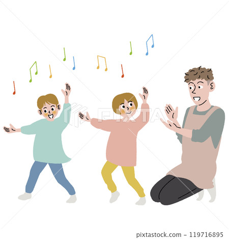 幼兒園老師教孩子跳舞 119716895