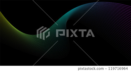Colorful wave pattern design with smooth lines and curves on a dark background. Vector illustration Colorful wave pattern design with smooth lines and curves on a dark background. Vector illustration 119716964