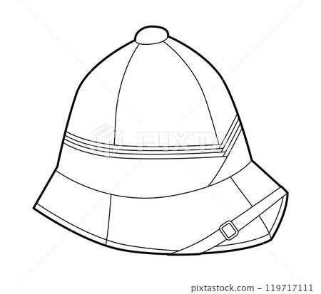 Pith Helmet. Safari Explorer Head Fashion accessory cap clothing technical illustration. Vector headgear for Men, Pith Helmet. Safari Explorer Head Fashion accessory cap clothing technical illustration. Vector headgear for Men, 119717111