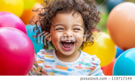 Girls playing with balloons 119717149