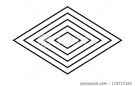 Concentric diamond shapes. Repeated rhombus figure in aesthetic postmodern style isolated on white background. Abstract geometric form. Vector graphic illustration Concentric diamond shapes. Repeated rhombus figure in aesthetic postmodern style isolated on white background. Abstract geometric form. Vector graphic illustration 119717165