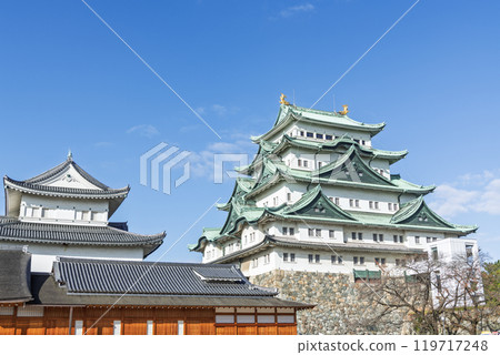 晴天時，愛知縣名古屋市、名古屋城天守宮和本丸宮 119717248