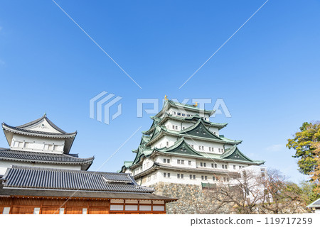 晴天時，愛知縣名古屋市、名古屋城天守宮和本丸宮 119717259