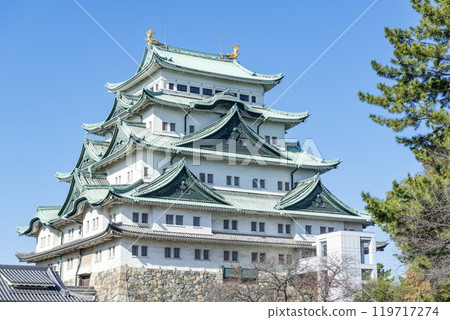 名古屋城塔在晴天，愛知縣名古屋市 119717274