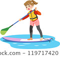 Woman enjoying SUP 119717420