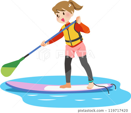 Woman enjoying SUP 119717420