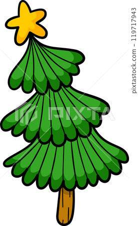 Cute doodle Christmas tree illustration 119717943