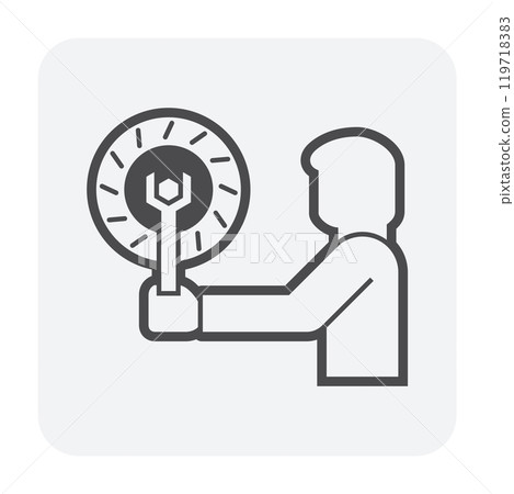 Disk brake check fix or repair vector icon. 119718383