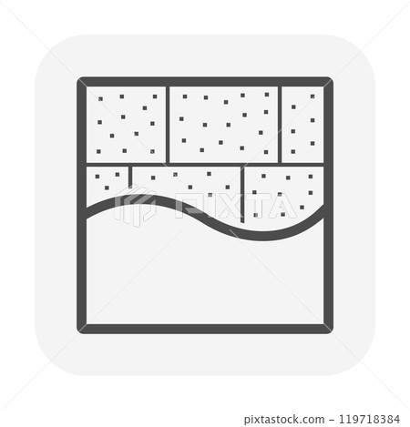 Concrete block wall and plastering vector icon, work in architecture, construction. 119718384