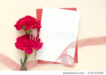 Red carnation and card mockup Red carnation and card mockup 119718394