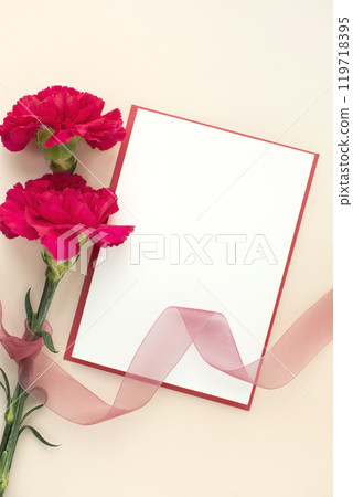 Red carnation and card mockup Red carnation and card mockup 119718395