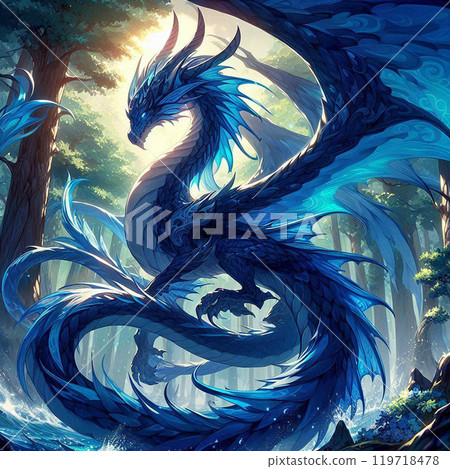 Blue dragon in the forest Blue dragon in the forest 119718478