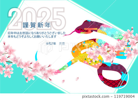 Snake New Year's card zodiac background 119719004