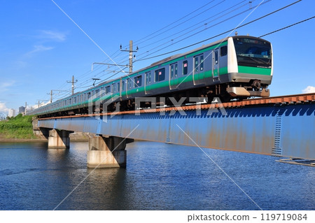 The JR line, which is directly connected to the Sotetsu line, runs along the crystal clear blue Tsurumi River. 119719084