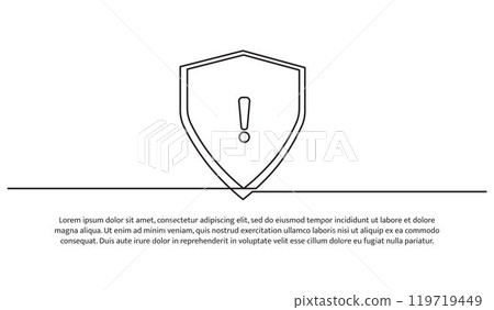 Simple continuous line design of security warning. Decorative elements drawn on a white background. 119719449