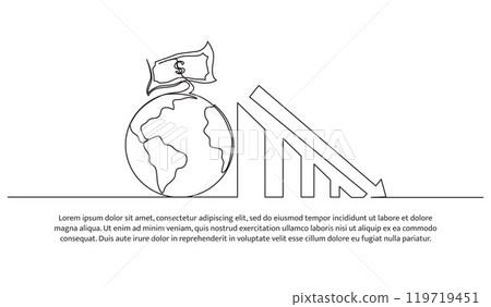 Simple line design of a global crisis economic. Decorative elements drawn on a white background. Simple line design of a global crisis economic. Decorative elements drawn on a white background. 119719451