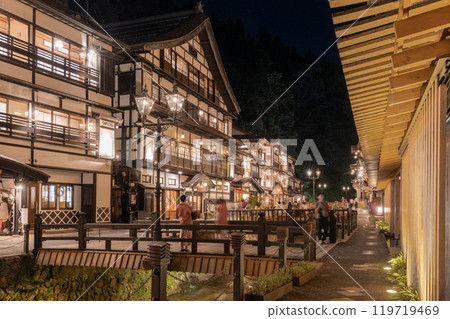 銀山溫泉夏日夜景 銀山溫泉夏日夜景 119719469