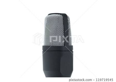 Professional microphone on stand isolated against a white background 119719545
