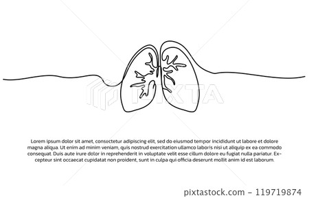 Continuous line design of Pneumonia Day vector medicine. Single line decorative elements drawn on a white background. Continuous line design of Pneumonia Day vector medicine. Single line decorative elements drawn on a white background. 119719874