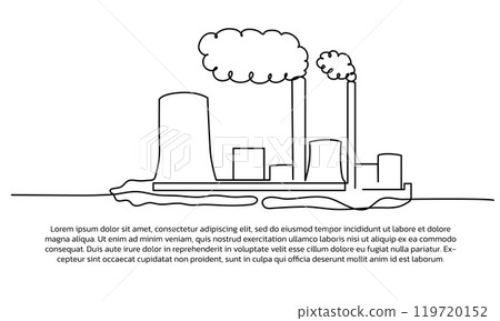 Continuous line design of Factory smoke really pollutes the air. Single line decorative elements drawn on a white background. Continuous line design of Factory smoke really pollutes the air. Single line decorative elements drawn on a white background. 119720152