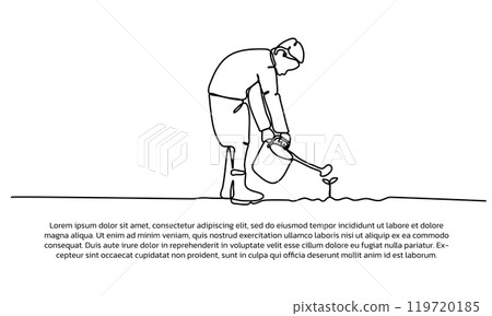 Continuous line design of care about the earth. Single line decorative elements drawn on a white background. 119720185