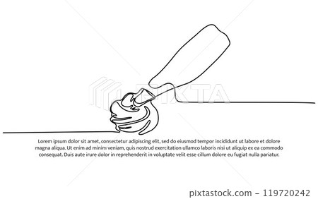 Continuous one line kneading bread dough. Minimalist style vector illustration on white background. 119720242