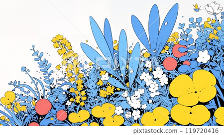 帶有花卉圖案的幾何白色背景畫 119720416