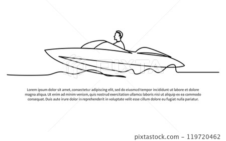 Continuous line design of a person playing speedboat. single line decorative elements drawn on a white background. 119720462