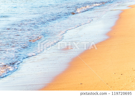Soft wave of the sea on the sandy beach. Soft wave of the sea on the sandy beach. 119720695