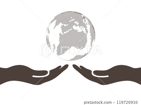 Monochrome hands and dotted earth - Peace image material Monochrome hands and dotted earth - Peace image material 119720910