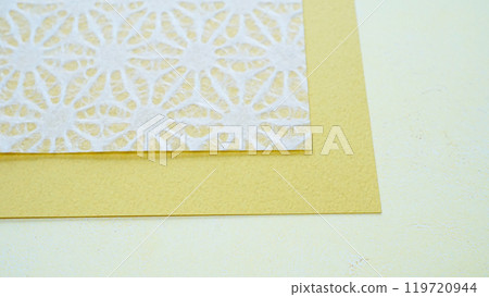 Japanese paper texture, yellow simple background with traditional patterns Japanese paper texture, yellow simple background with traditional patterns 119720944
